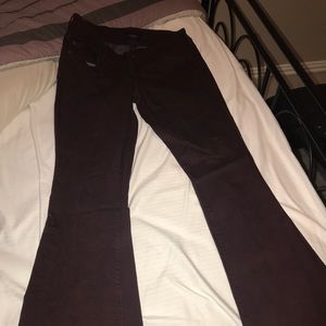 Wine colored flared jeans